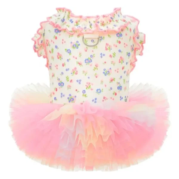 Floral Dog and Cat Dress with Tutu Skirt