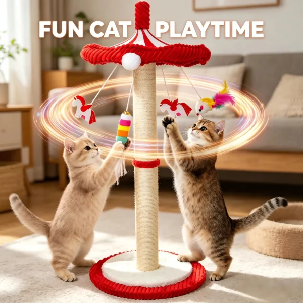 Rotating Interactive Cat Scratching Post