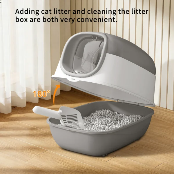 Switchable Open/Semi-Enclosed Cat Litter Box,
