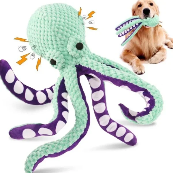 Pet plush octopus toy interactive sound  dog toy