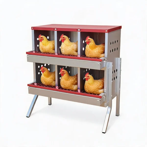 6-Hole Metal Chicken Nesting Boxes With Removable Trays