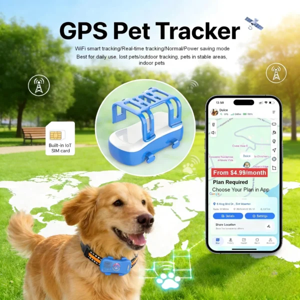 GPS Pet Tracker  Real-Time Tracking Waterproof,
