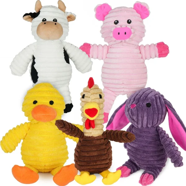 5 Pack Dog Toys Plush Squeaky Toys,