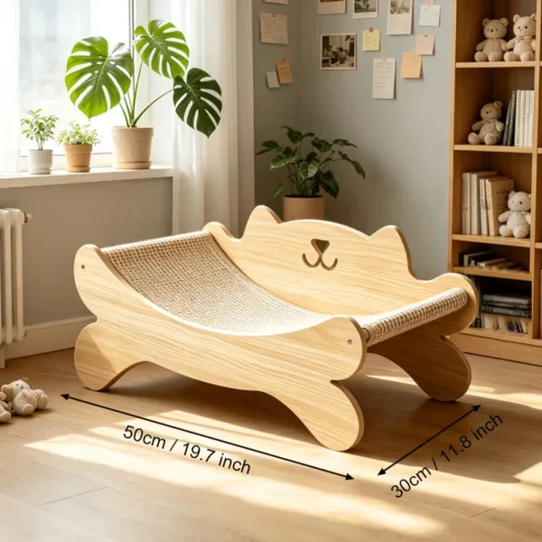 Wooden Cat Scratcher Bed,